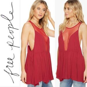 Intimately Free People Black Marble Cami Tank SMALL Raspberry Lace Tunic Sexy